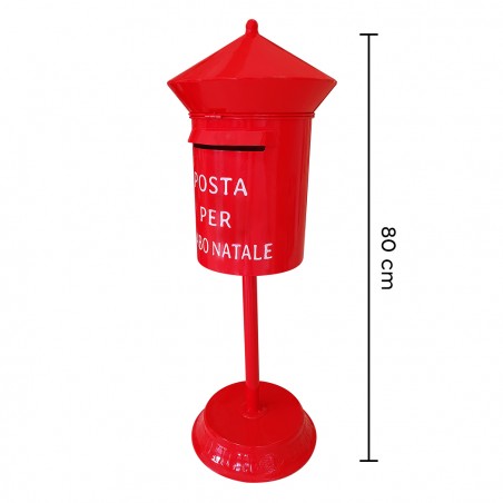Cassetta della Posta Babbo Natale Tonda 80cm Rossa Cilindro 280035 Decorazione