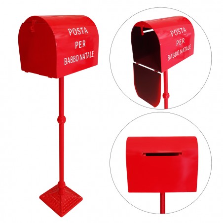 Cassetta della Posta di Babbo Natale 110cm Rossa 280032 Decorazione Natalizia