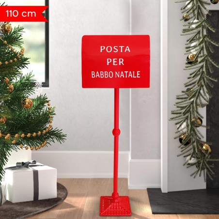 Cassetta della Posta di Babbo Natale 110cm Rossa 280032 Decorazione Natalizia