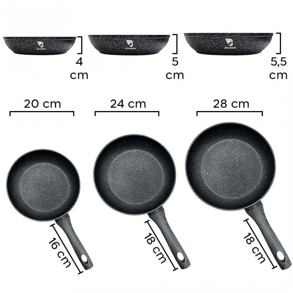 Set 3 Padelle Jordan 20 24 28 cm in Alluminio...