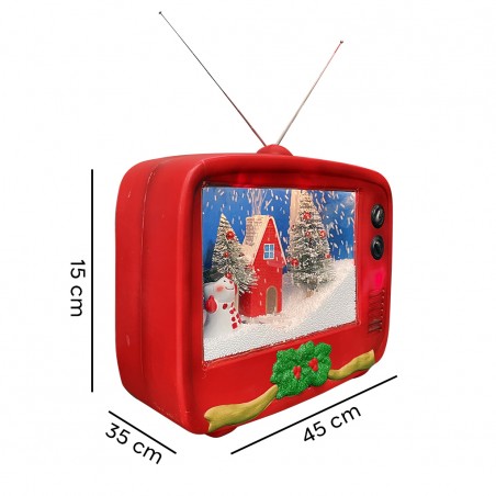 TV Natalizia con Paesaggio Animato Luce e Musica 392044 Decorazione 45x15x35cm