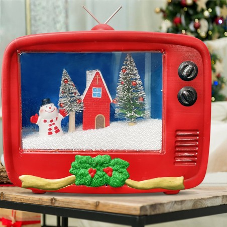 TV Natalizia con Paesaggio Animato Luce e Musica 392044 Decorazione 45x15x35cm