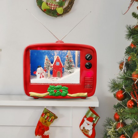 TV Natalizia con Paesaggio Animato Luce e Musica 392044 Decorazione 45x15x35cm