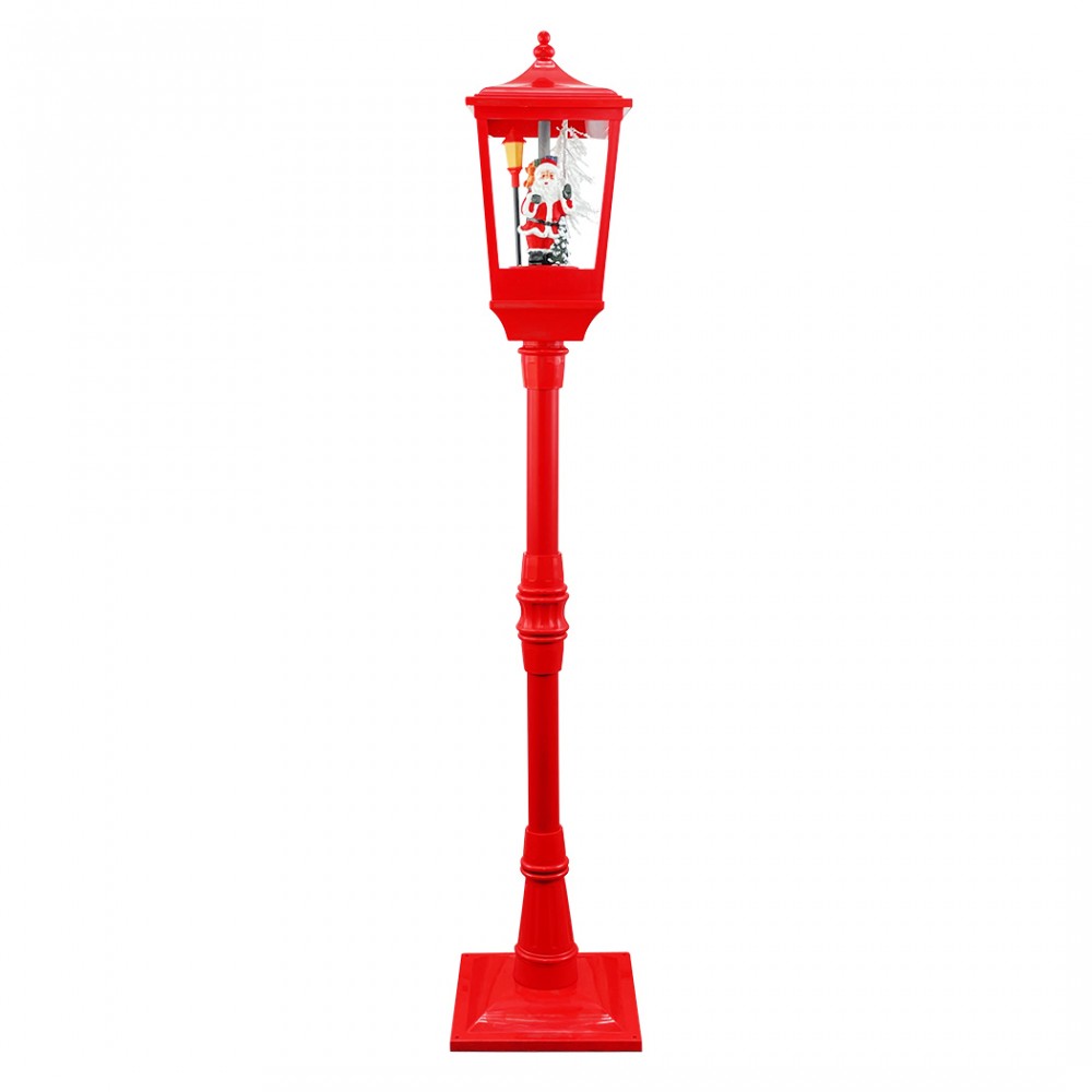 Lampione Rosso di Natale H135 Cm Decorazione con Musica e Mini Lucciole 34003