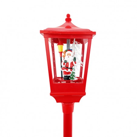 Lampione Rosso di Natale H135 Cm Decorazione con Musica e Mini Lucciole 34003
