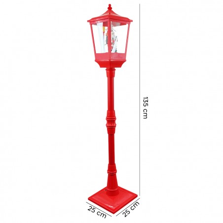 Lampione Rosso di Natale H135 Cm Decorazione con Musica e Mini Lucciole 34003