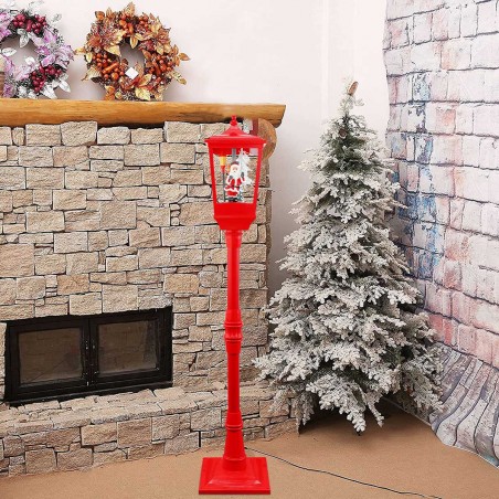 Lampione Rosso di Natale H135 Cm Decorazione con Musica e Mini Lucciole 34003