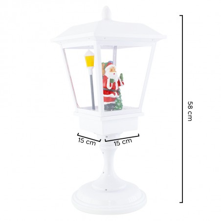 Lampione Bianco Di Natale 243026 Decorazione 58Cm Plastica Suoni Luci Movimento