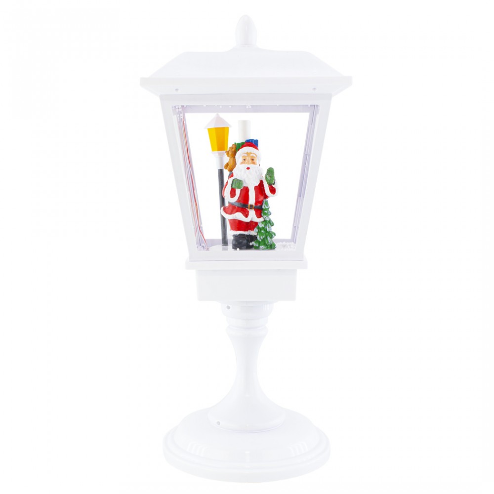 Lampione Bianco Di Natale 243026 Decorazione 58Cm Plastica Suoni Luci Movimento