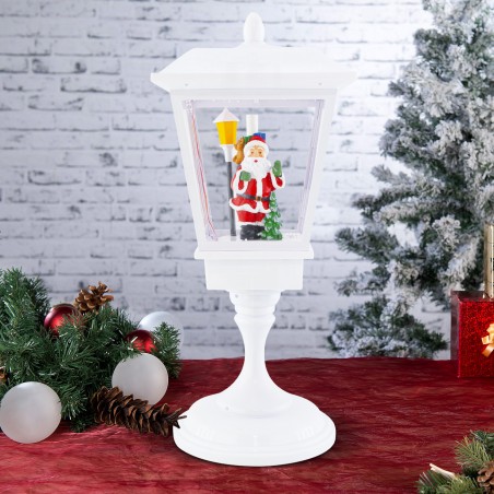 Lampione Bianco Di Natale 243026 Decorazione 58Cm Plastica Suoni Luci Movimento