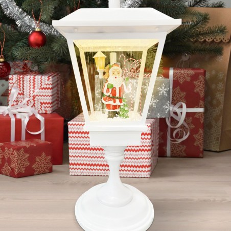 Lampione Bianco Di Natale 243026 Decorazione 58Cm Plastica Suoni Luci Movimento