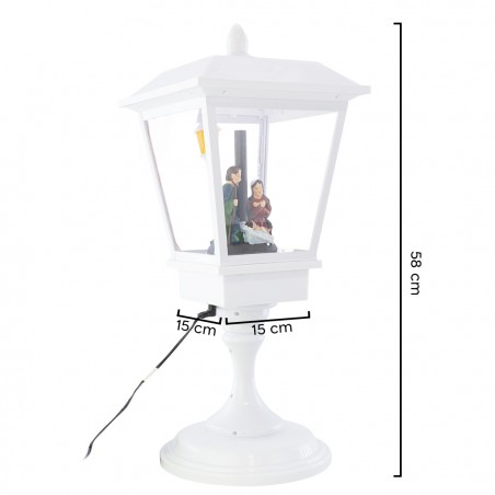 Lampione Bianco Natale 243027 Decorazione Natività 58H cm Suoni Luci Movimento