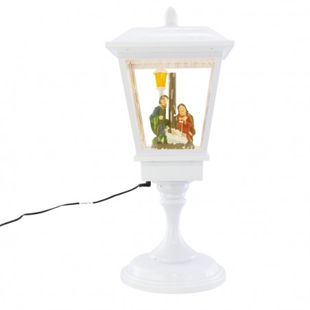 Lampione Bianco Natale 243027 Decorazione Natività 58H cm Suoni Luci Movimento