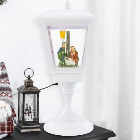 Lampione Bianco Natale 243027 Decorazione Natività 58H cm Suoni Luci Movimento