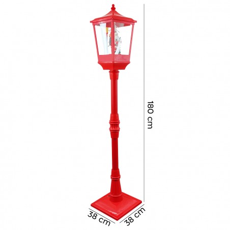 Lampione Rosso Di Natale H180 Cm Decorazione Con Musica E Mini Lucciole 364001