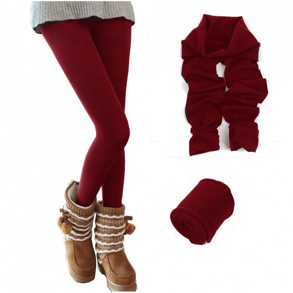 Image of Leggings Donna F3088 Effetto Termico Interno Felpato Elasticizzato Fuseaux Bordeaux S/M052