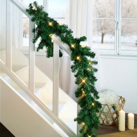 Ghirlanda Natalizia 2,5m Ramo di Albero 140 Punte con Luci Calde a Batteria