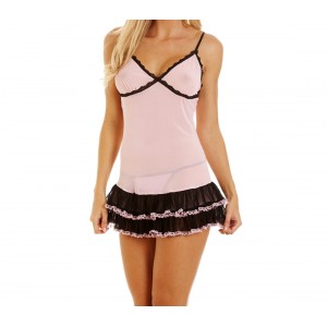 Completino babydoll mod. CAMELIA by MWS AHEAD in morbido tessuto effetto seta e tanga incluso 2