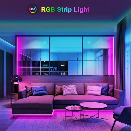 Strip LED 5050 RGB 5mt Luminosità Colore Ritmo Regolabile con APP o Telecomando