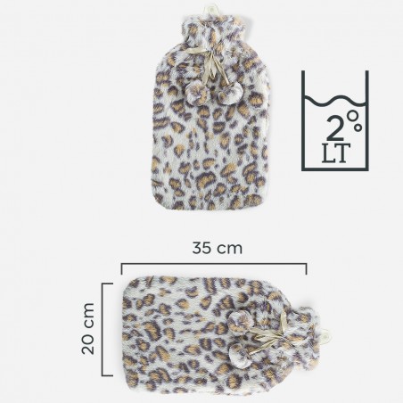 Borsa per Acqua Calda 567912 2Lt Rivestita in Pile Animalier Riscalda E Rilassa