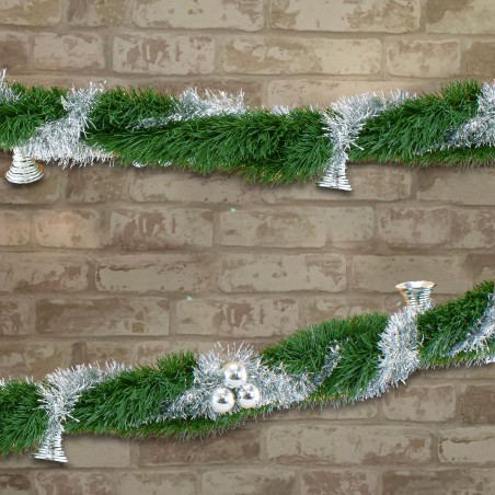 Ghirlanda Natalizia Intrecciata 260cm con Campane e Palline Argento 778797