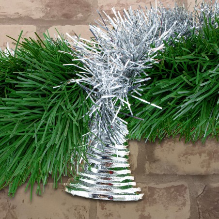 Ghirlanda Natalizia Intrecciata 260cm con Campane e Palline Argento 778797