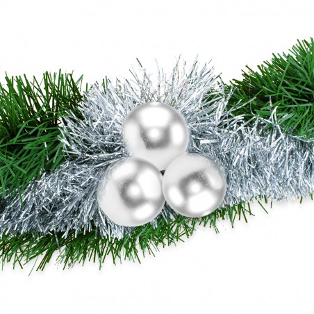 Ghirlanda Natalizia Intrecciata 260cm con Campane e Palline Argento 778797