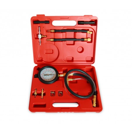 Tester kit con 10 accessori utili al controllo della pressione per impianti di iniezione carburante auto in pratica valigetta