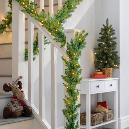 Ghirlanda Natalizia 3mt Ramo Di Albero 200 Punte Luci Calde A Batteria 434969