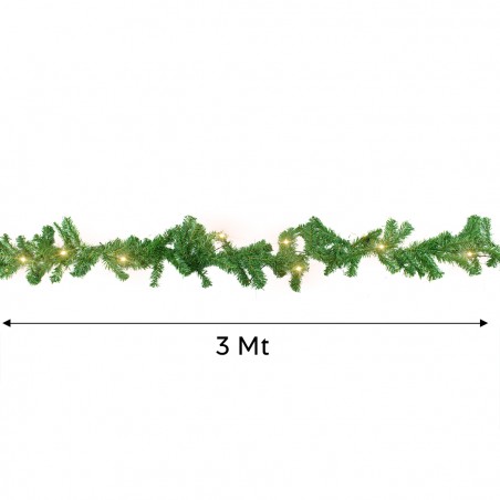 Ghirlanda Natalizia 3mt Ramo Di Albero 200 Punte Luci Calde A Batteria 434969