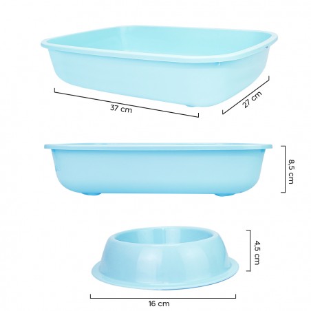 Lettiera Toilette per Gatti 37x27x8.5H cm con Scodella Paletta e Pallina 80500