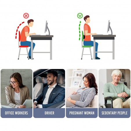 Cuscino Ergonomico Supporto Lombare Memory Foam Sollievo per la Schiena