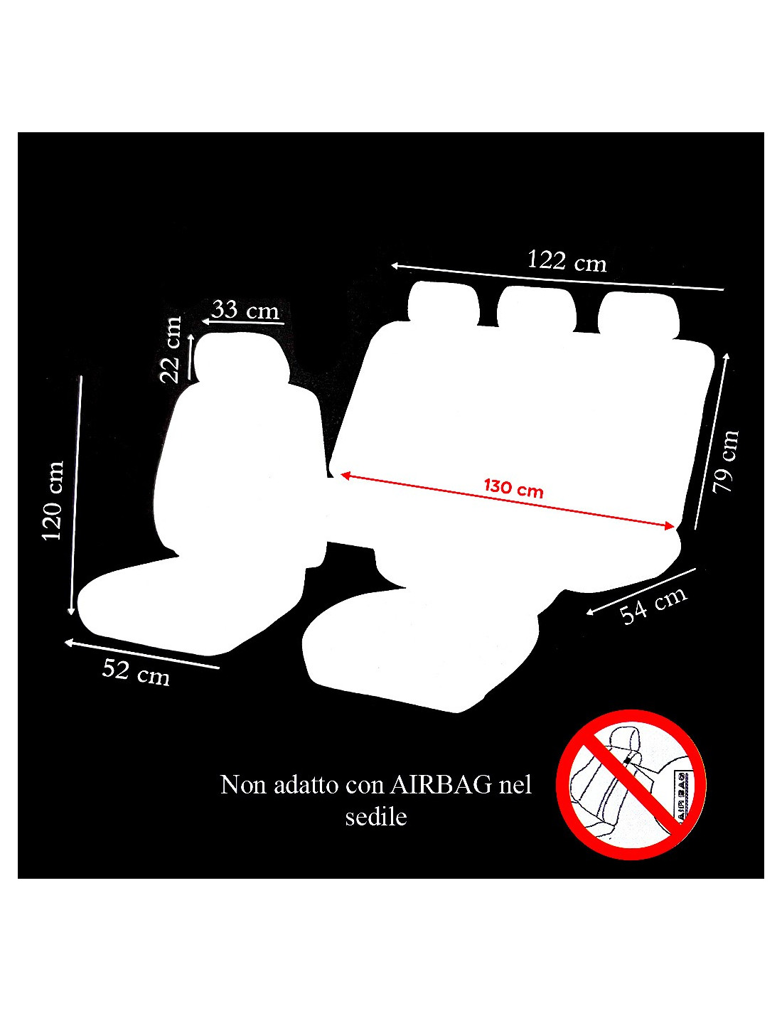 Set Coprisedili Universali per Auto 9pz 937923 Imbottiti e