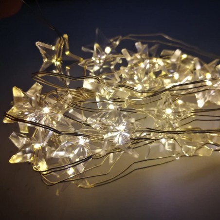 Serie 50 led LUCI NATALIZIE da INTERNO 561081 a forma di stelle a batterie