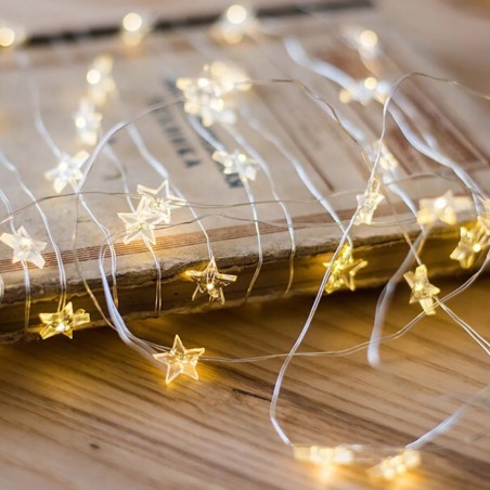 Serie 50 led LUCI NATALIZIE da INTERNO 561081 a forma di stelle a batterie