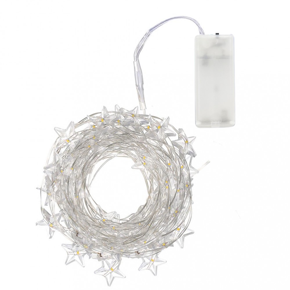 Serie 50 led LUCI NATALIZIE da INTERNO 561081 a forma di stelle a batterie