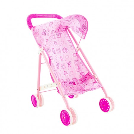 Passeggino per Bambole con Fantasia Orsetti 101245 Carrozzina Giocattolo Rosa