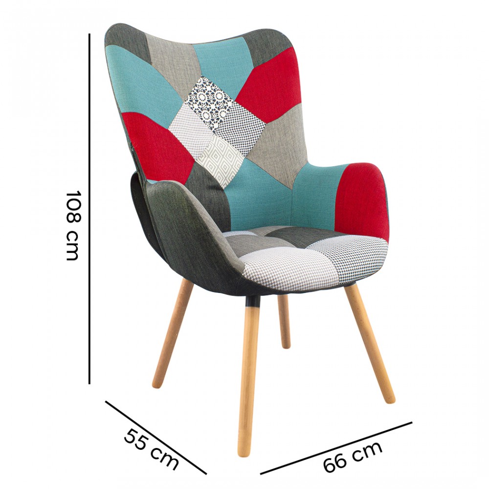 Poltrona Sedia Relax Patchwork Design Moderno...