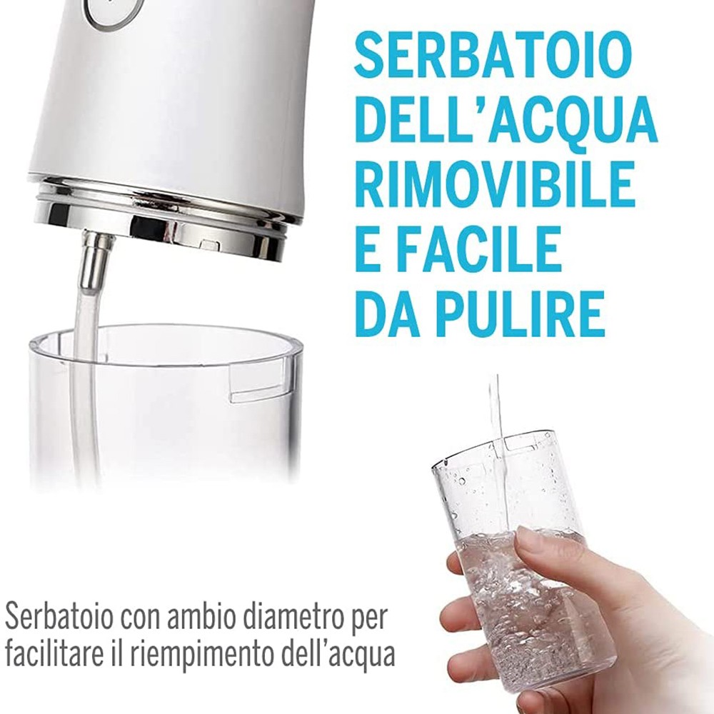 Irrigatore Dentale Elettrico Ricaricabile con 3...