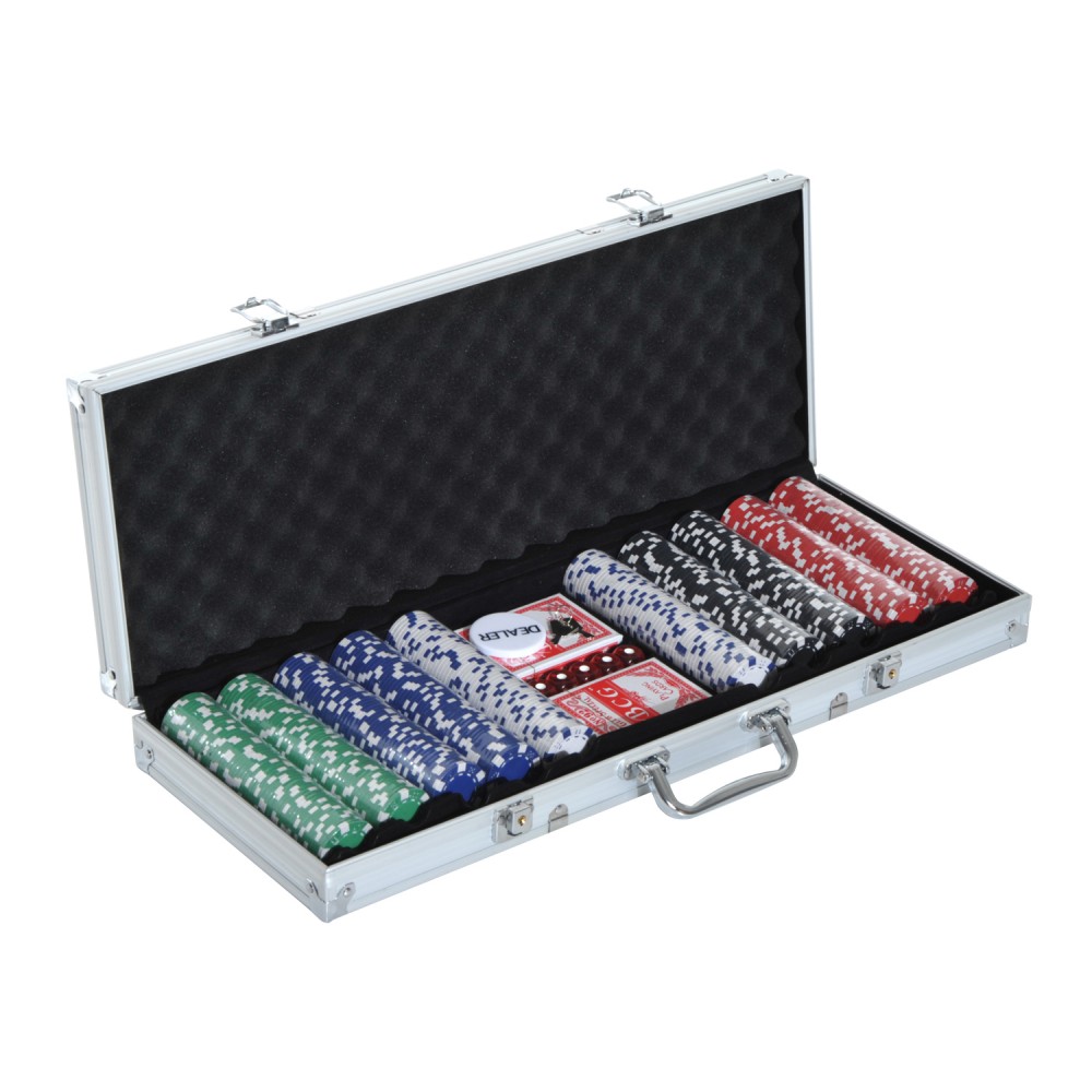 Set per Poker Professionale 500 Fiches con Valigetta e 2 Mazzi di Carte