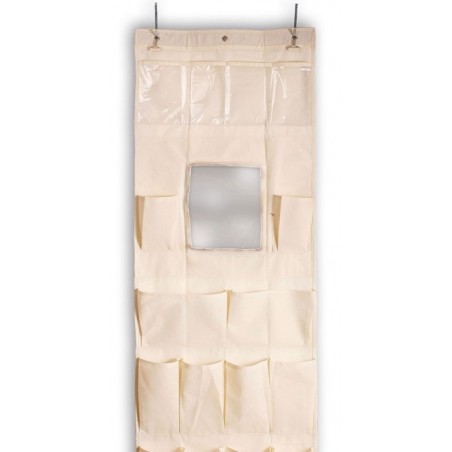 Organizzatore porta oggetti e trucco con specchio centrale 20 tasche salvaspazio