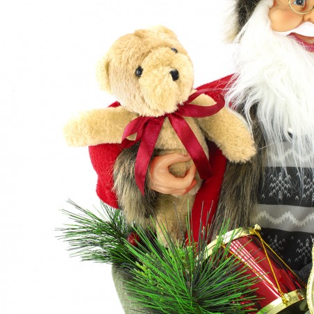 Babbo Natale nel Sacco 80cm Decorazione 900645 con Luci, Suoni e Movimento