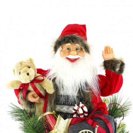 Babbo Natale nel Sacco 80cm Decorazione 900645 con Luci, Suoni e Movimento