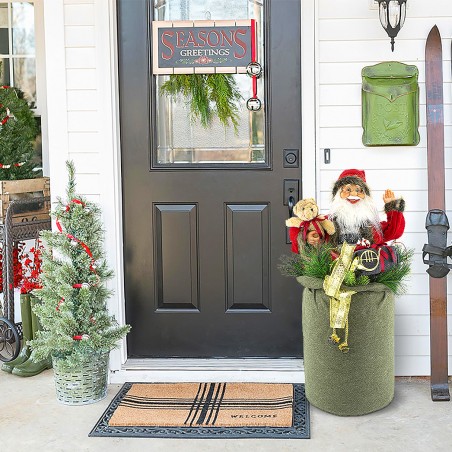 Babbo Natale nel Sacco 80cm Decorazione 900645 con Luci, Suoni e Movimento