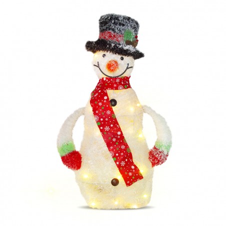 Pupazzo Di Neve Decorativo Con Luci Led Da 65 Cm Con Sciarpa E Cappello 293026