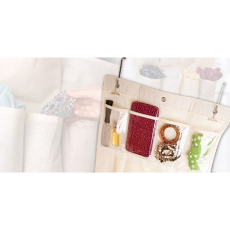 Organizzatore porta oggetti e trucco con specchio centrale 20 tasche salvaspazio