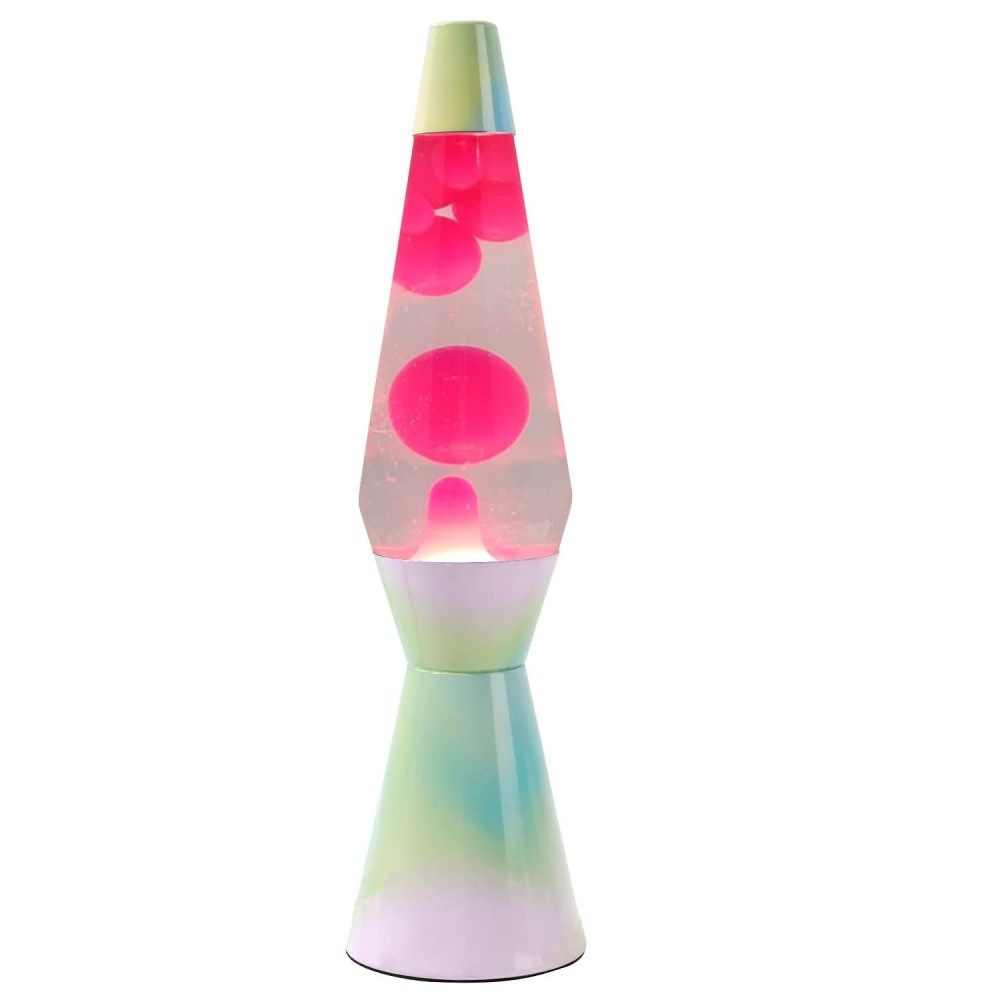 Lampada Lava Lamp 40cm XL1779 Rainbow Dream Base Colori Pastello Magma Rosa