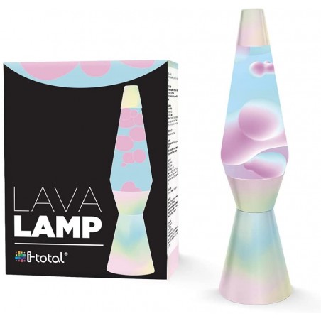 Lampada Lava Lamp 40cm XL1779 Rainbow Dream Base Colori Pastello Magma Rosa