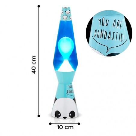 Lampada Lava Lamp 40cm XL1775 Base Azzurra con Panda e Magma Blu Design Moderno