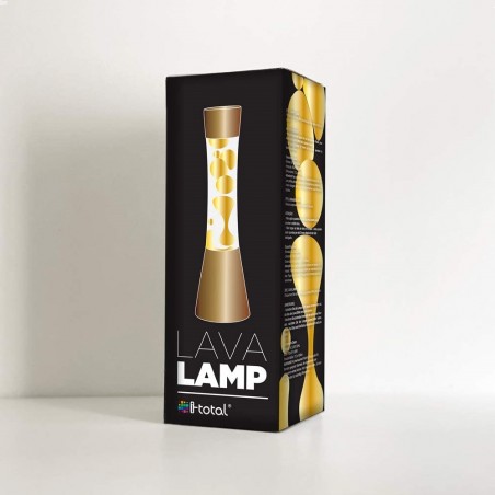 Lampada Lava Lamp 30cm XL1762 con Base Bronzo e Magma Oro Design Moderno